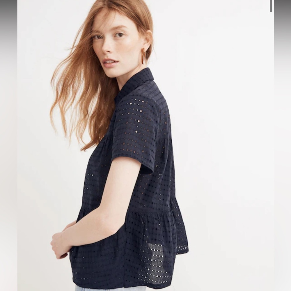 Madewell Eyelet Seamed Button-Down Shirt Small​ - Picture 3 of 6